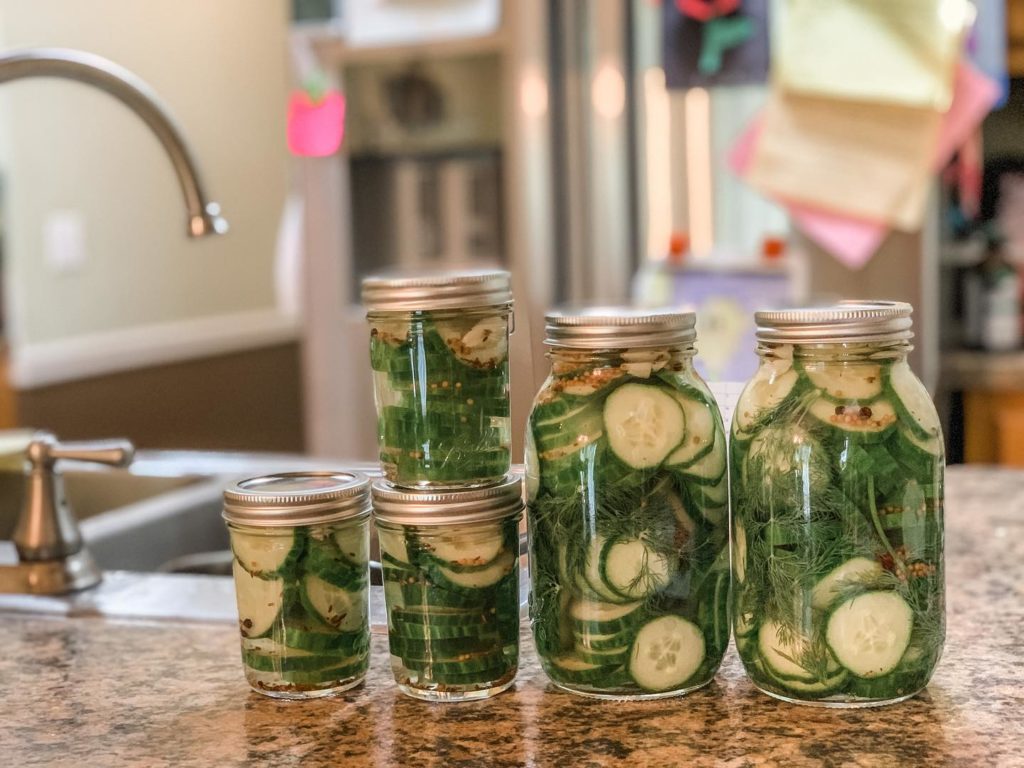 completed jars Homemade QUICK Refrigerator Pickles