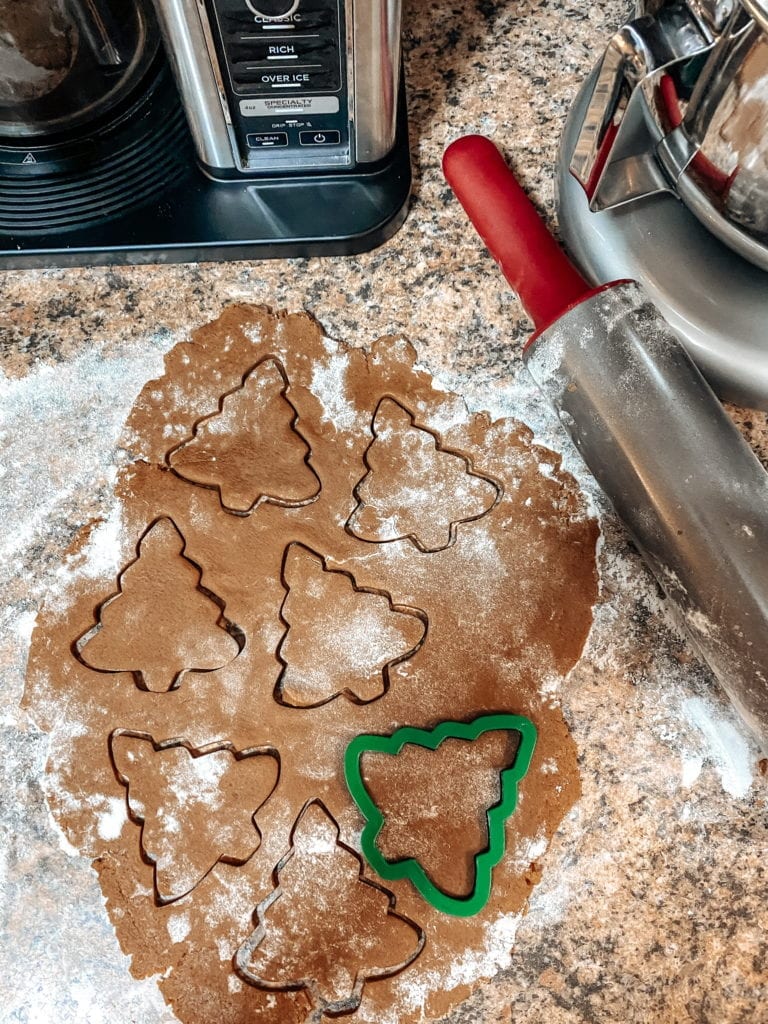 rolled out gingerbread cookie dough