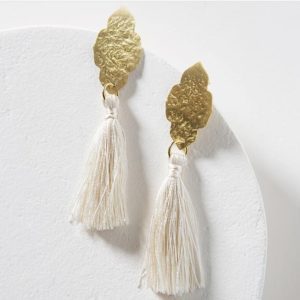 Nihira Ashram Window Earring - Gold Tassel