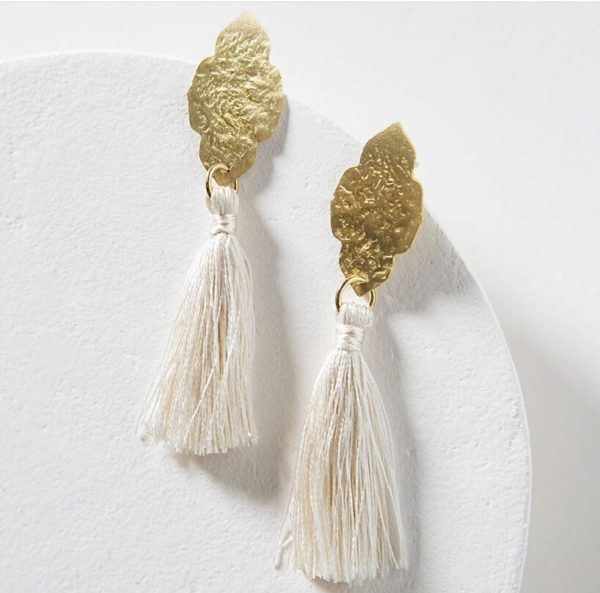 Nihira Ashram Window Earring - Gold Tassel