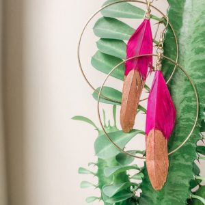 Fuchsia Feather Earrings